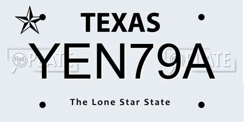 YEN79A Texas License Plate