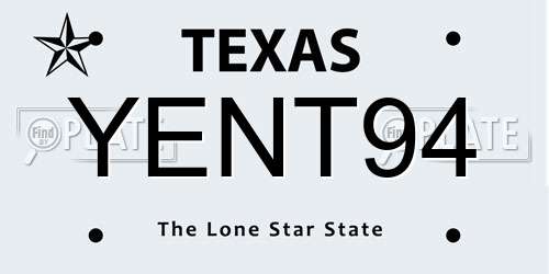 YENT94 Texas License Plate