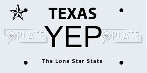 YEP Texas License Plate