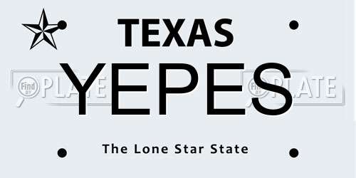 YEPES Texas License Plate