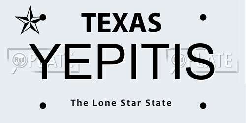 YEPITIS Texas License Plate