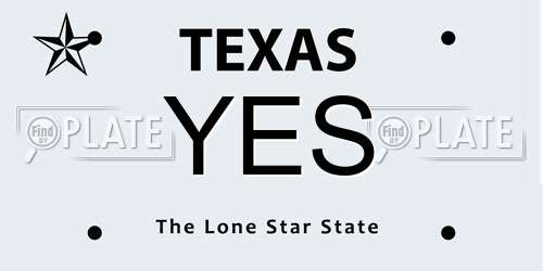 YES Texas License Plate