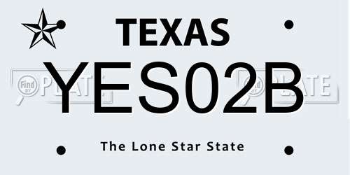 YES02B Texas License Plate