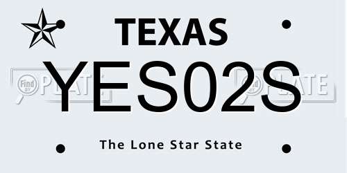 YES02S Texas License Plate