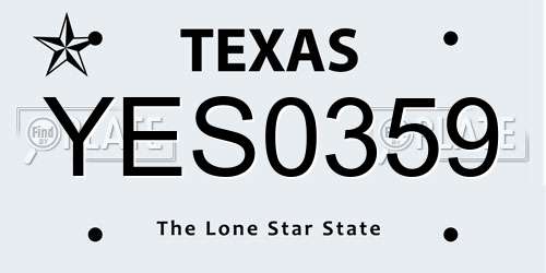 YES0359 Texas License Plate