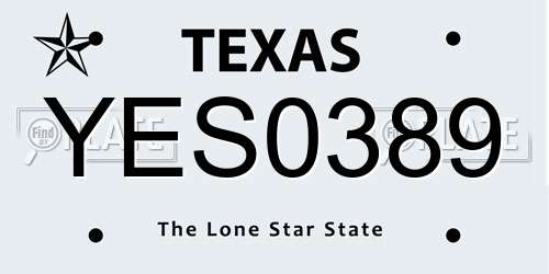 YES0389 Texas License Plate