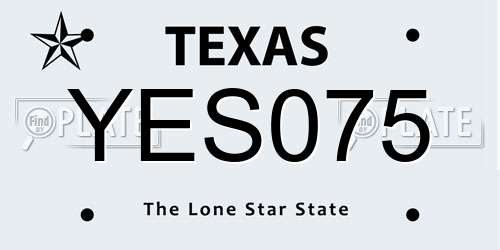 YES075 Texas License Plate