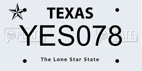 YES078 Texas License Plate