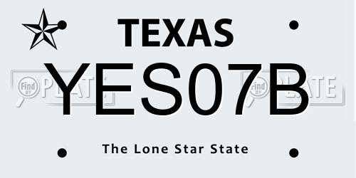 YES07B Texas License Plate