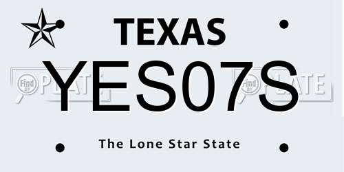 YES07S Texas License Plate