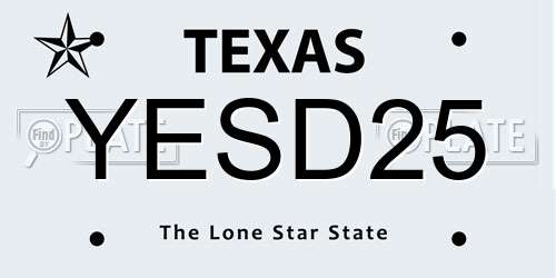 YESD25 Texas License Plate