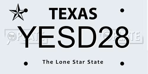 YESD28 Texas License Plate