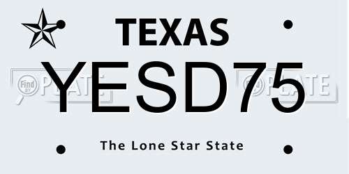 YESD75 Texas License Plate