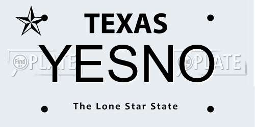 YESNO Texas License Plate