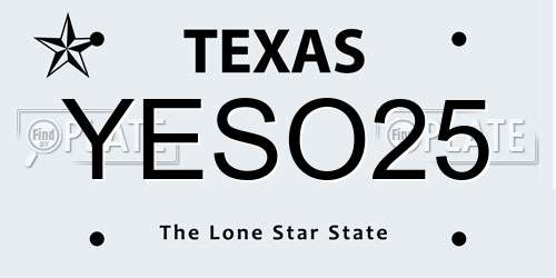 YESO25 Texas License Plate