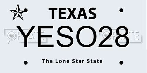 YESO28 Texas License Plate