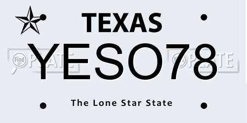YESO78 Texas License Plate