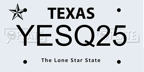 YESQ25 Texas License Plate