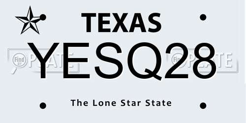 YESQ28 Texas License Plate