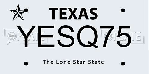YESQ75 Texas License Plate