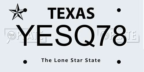 YESQ78 Texas License Plate