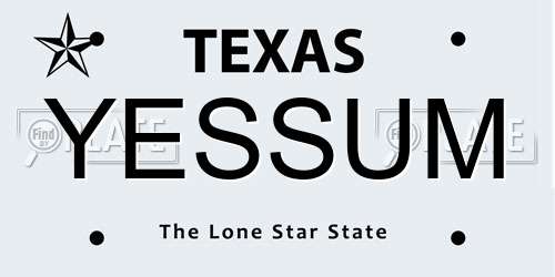YESSUM Texas License Plate