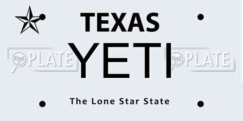 YETI Texas License Plate