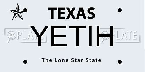 YETIH Texas License Plate