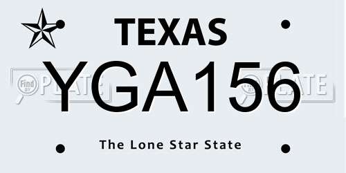 YGA156 Texas License Plate