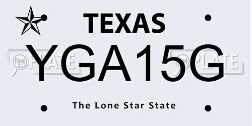 YGA15G Texas License Plate