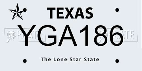 YGA186 Texas License Plate