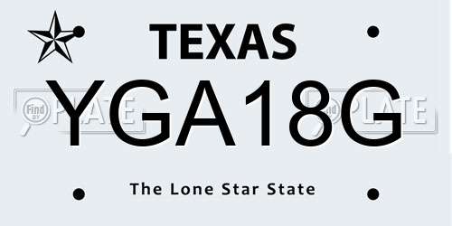YGA18G Texas License Plate