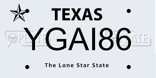 YGAI86 Texas License Plate