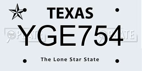 YGE754 Texas License Plate