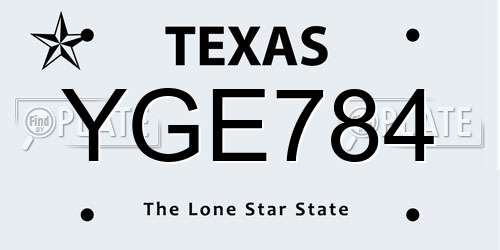 YGE784 Texas License Plate