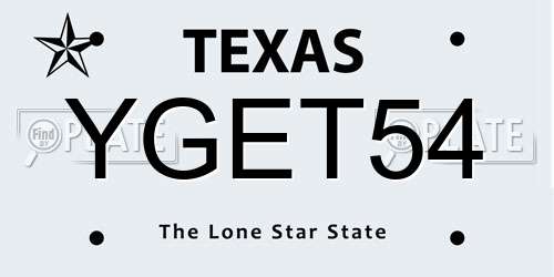 YGET54 Texas License Plate