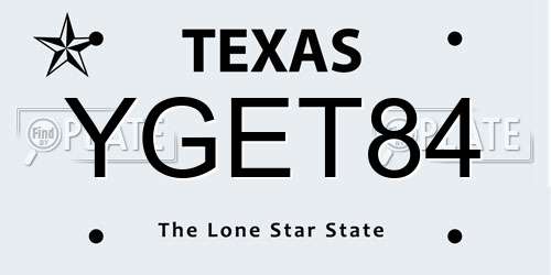 YGET84 Texas License Plate