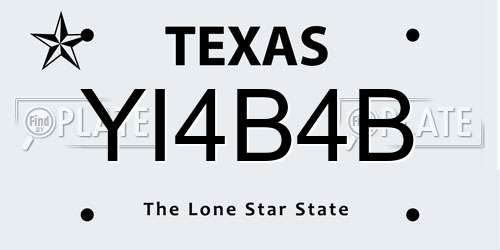 YI4B4B Texas License Plate