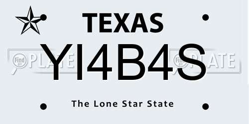 YI4B4S Texas License Plate
