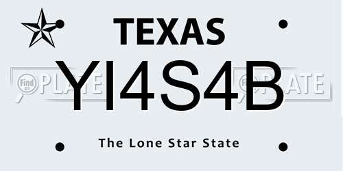 YI4S4B Texas License Plate