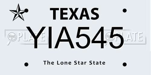 YIA545 Texas License Plate