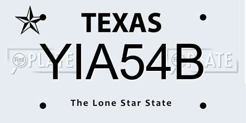 YIA54B Texas License Plate