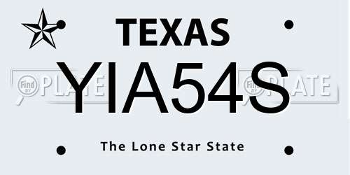YIA54S Texas License Plate