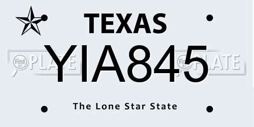 YIA845 Texas License Plate