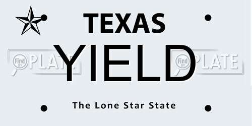 YIELD Texas License Plate