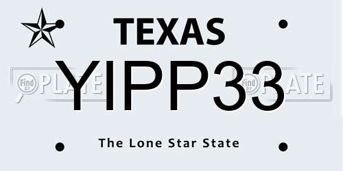 YIPP33 Texas License Plate
