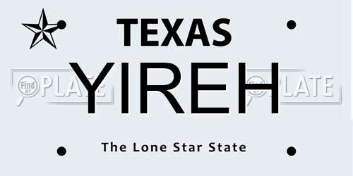 YIREH Texas License Plate