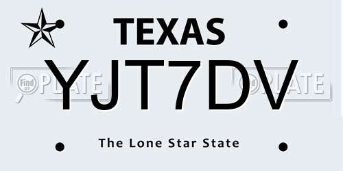 YJT7DV Texas License Plate