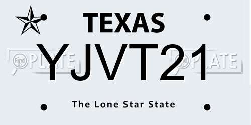 YJVT21 Texas License Plate