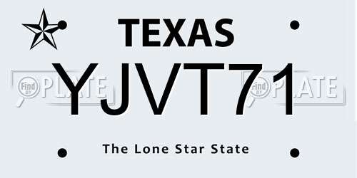 YJVT71 Texas License Plate